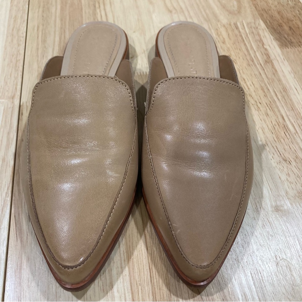 Gibson + Mortimer Tan Leather Pointed Toe Slip-On Mules Size 8